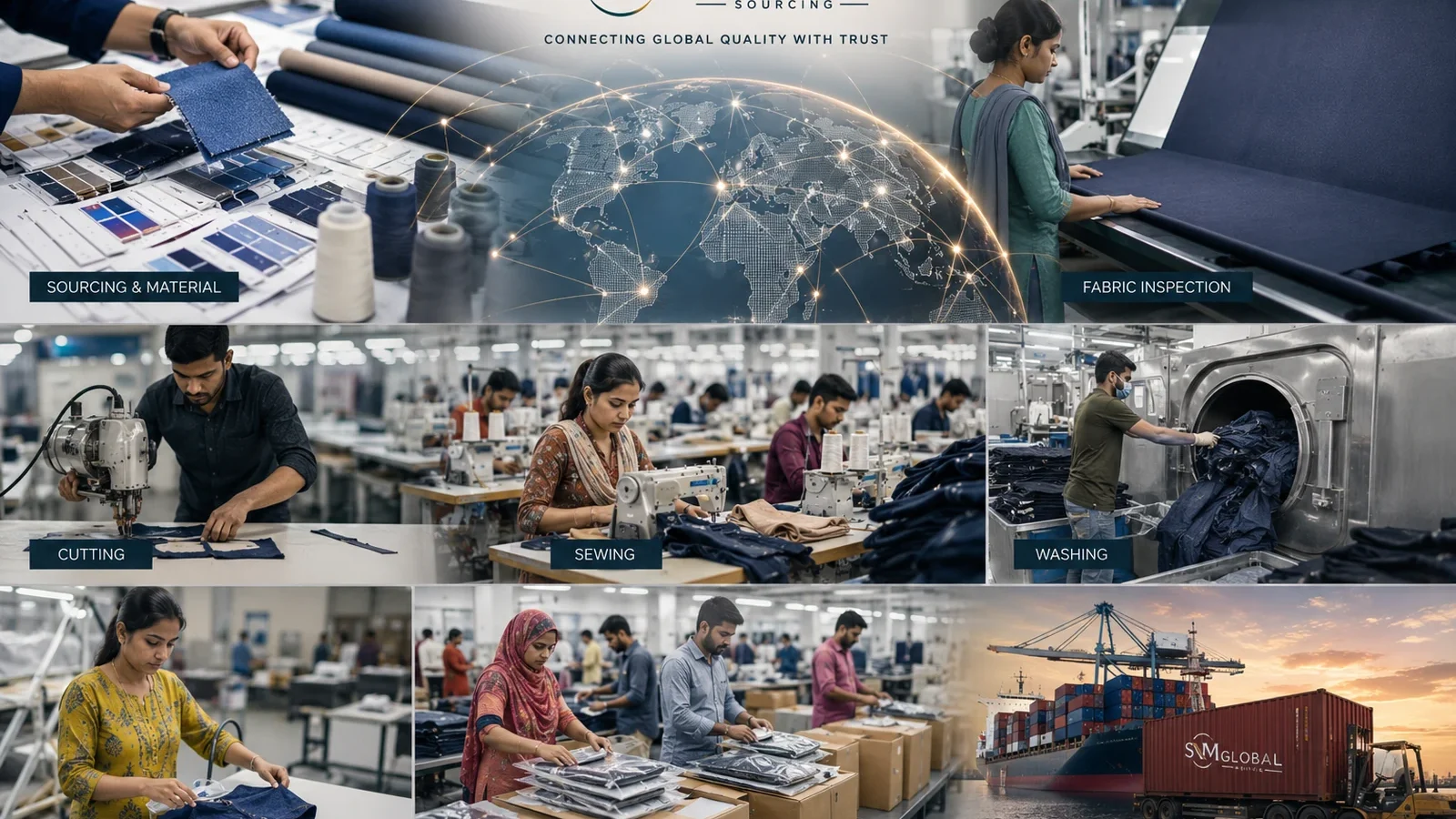 Apparel sourcing process from material to shipment